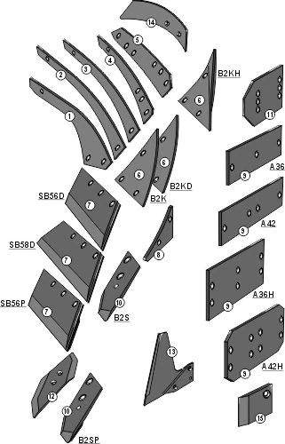 Explosionszeichnung Lemken Pflugkörper Typ BS42